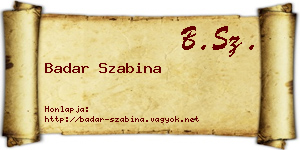 Badar Szabina névjegykártya